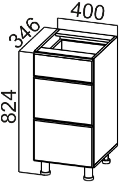 Стол-рабочий 400 (с ящиками) (400) Модус