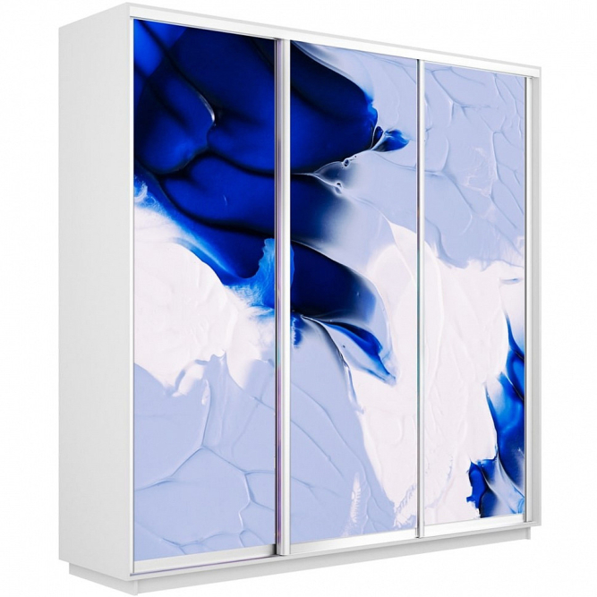 Шкаф-купе Экспресс 3-х дверный (Фото №1010 Абстракция бело-голубая)