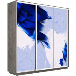 Шкаф-купе Экспресс 3-х дверный (Фото №1010 Абстракция бело-голубая)