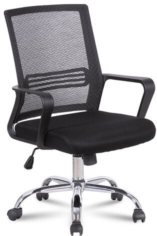 Кресло BRABIX "Daily MG-317", с подлокотниками, хром, черное, 531833