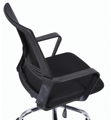 Кресло BRABIX "Daily MG-317", с подлокотниками, хром, черное, 531833