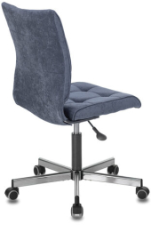 Кресло BRABIX "Stream MG-314", без подлокотников, пятилучие серебристое, ткань, темно-синее, 532397, MG-314_532397