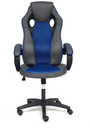 Кресло RACER GT new кож/зам/ткань, металлик/синий, 36/10