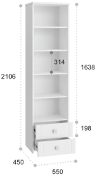 Шкаф-пенал со стеклом Изабель ИЗ-63К белое дерево