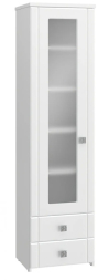 Шкаф-пенал со стеклом Изабель ИЗ-63К белое дерево