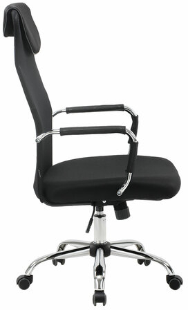 Кресло офисное BRABIX "Fit EX-514", с подголовником, хром, черное, 531949