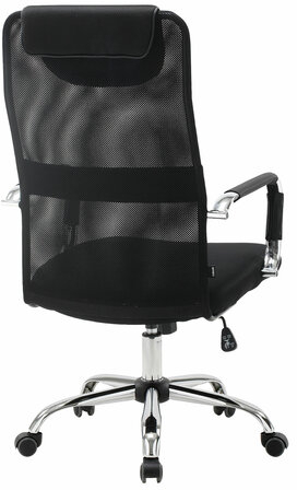 Кресло офисное BRABIX "Fit EX-514", с подголовником, хром, черное, 531949