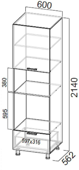 Пенал П600ДМ (под духовой шкаф и микроволновую печь) Модерн