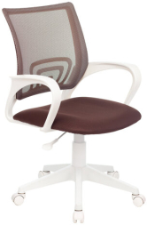 Кресло BRABIX "Fly MG-396W", с подлокотниками, пластик белый, сетка, коричневое, 532398, MG-396W_532398