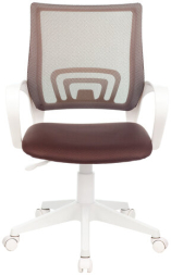 Кресло BRABIX "Fly MG-396W", с подлокотниками, пластик белый, сетка, коричневое, 532398, MG-396W_532398