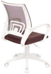 Кресло BRABIX "Fly MG-396W", с подлокотниками, пластик белый, сетка, коричневое, 532398, MG-396W_532398