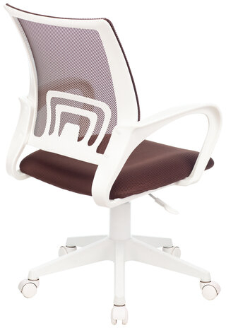 Кресло BRABIX "Fly MG-396W", с подлокотниками, пластик белый, сетка, коричневое, 532398, MG-396W_532398