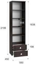 Шкаф-пенал со стеклом Изабель ИЗ-63К орех темный