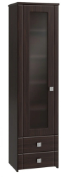 Шкаф-пенал со стеклом Изабель ИЗ-63К орех темный