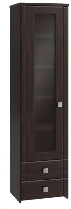 Шкаф-пенал со стеклом Изабель ИЗ-63К орех темный