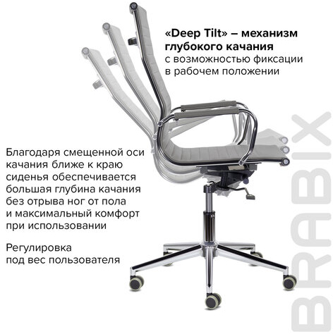 Кресло офисное BRABIX PREMIUM "Intense EX-531", экокожа, хром, темно-серое, 532542