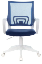 Кресло BRABIX "Fly MG-396W", с подлокотниками, пластик белый, сетка, темно-синее, 532399, MG-396W_532399