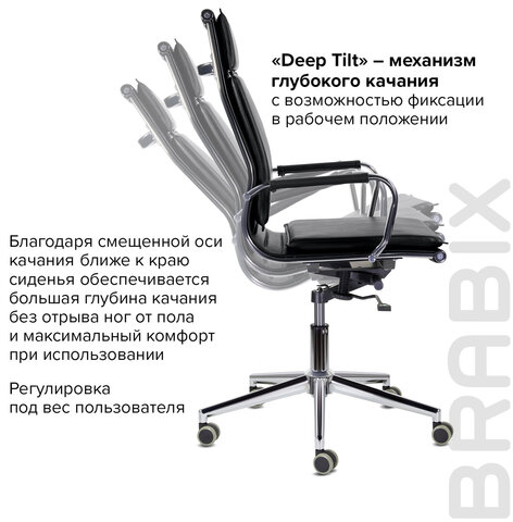Кресло офисное BRABIX PREMIUM "Kayman EX-532", экокожа, хром, черное, 532543