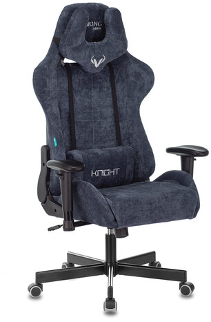 Кресло компьютерное Zombie VIKING KNIGHT, 2 подушки, ткань, синее, 1372993