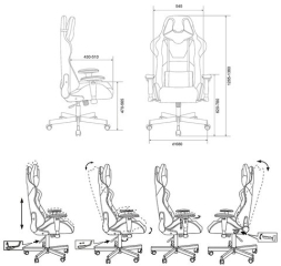 Кресло компьютерное Zombie VIKING KNIGHT, 2 подушки, ткань, синее, 1372993