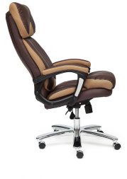 Кресло GRAND Кожа + кож.зам/ткань, коричневый/бронза-21