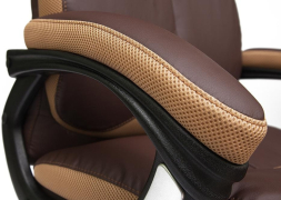 Кресло GRAND Кожа + кож.зам/ткань, коричневый/бронза-21