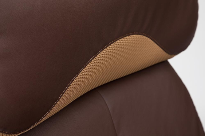 Кресло GRAND Кожа + кож.зам/ткань, коричневый/бронза-21