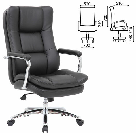 Кресло офисное BRABIX PREMIUM "Amadeus EX-507", экокожа, хром, черное, 530879