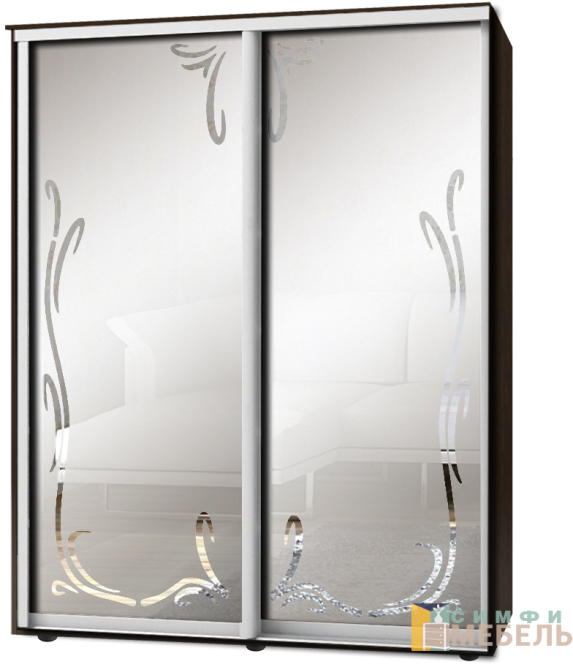 Шкаф-купе 2х дв Стандарт Пескоструй фон матовый № 40