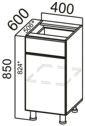 Стол-рабочий С400яс (с ящиком и створками) Вектор