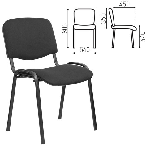 Стул для персонала и посетителей &quot;ИЗО&quot;, черный каркас, ткань черная, В-14/С-11