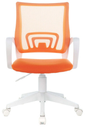 Кресло BRABIX "Fly MG-396W", с подлокотниками, пластик белый, сетка, оранжевое, 532401, MG-396W_532401
