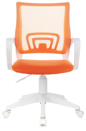 Кресло BRABIX "Fly MG-396W", с подлокотниками, пластик белый, сетка, оранжевое, 532401, MG-396W_532401