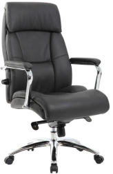 Кресло из натуральной кожи BRABIX PREMIUM &quot;Phaeton EX-502&quot;, хром, черное, 530882