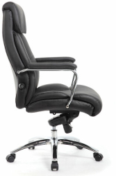 Кресло из натуральной кожи BRABIX PREMIUM &quot;Phaeton EX-502&quot;, хром, черное, 530882