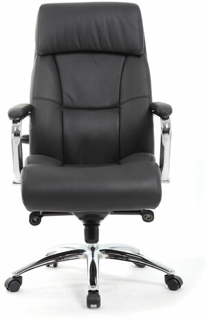 Кресло из натуральной кожи BRABIX PREMIUM &quot;Phaeton EX-502&quot;, хром, черное, 530882
