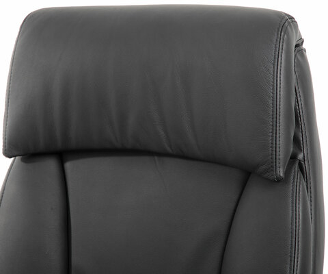 Кресло из натуральной кожи BRABIX PREMIUM &quot;Phaeton EX-502&quot;, хром, черное, 530882