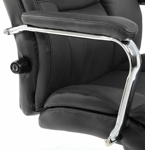 Кресло из натуральной кожи BRABIX PREMIUM &quot;Phaeton EX-502&quot;, хром, черное, 530882