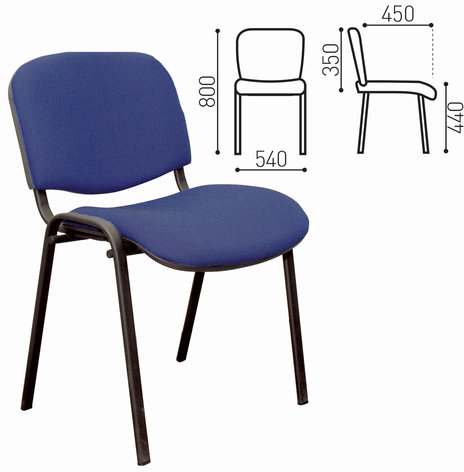 Стул для персонала и посетителей &quot;ИЗО&quot;, черный каркас, ткань черно-синяя, В-12/С-14
