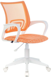 Кресло BRABIX "Fly MG-396W", с подлокотниками, пластик белый, сетка, оранжевое с рисунком "Giraffe", 532402, MG-396W_532402
