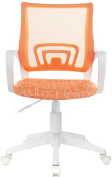 Кресло BRABIX "Fly MG-396W", с подлокотниками, пластик белый, сетка, оранжевое с рисунком "Giraffe", 532402, MG-396W_532402