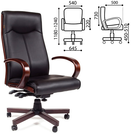 Кресло офисное "Элегант", СН 411, экокожа, дерево, черное, 7001364