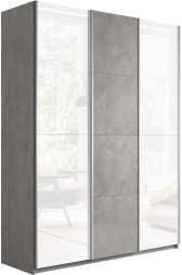Шкаф-купе Прайм 3-х дверный (Стекло белое/ЛДСП/Стекло белое) Бетон