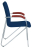 Кресло для приемных и переговорных "Samba", деревянные накладки, хромированный каркас, кожзам, синий