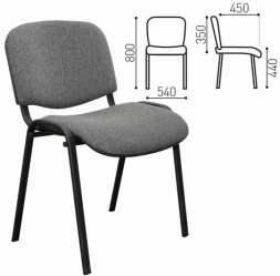 Стул для персонала и посетителей &quot;ИЗО&quot;, черный каркас, серая ткань, В-3/С-71 меланж