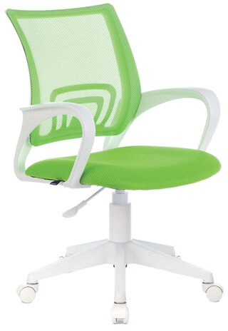 Кресло BRABIX "Fly MG-396W", с подлокотниками, пластик белый, сетка, салатовое, 532403, MG-396W_532403