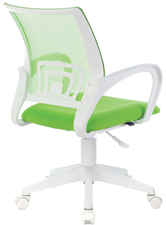 Кресло BRABIX "Fly MG-396W", с подлокотниками, пластик белый, сетка, салатовое, 532403, MG-396W_532403