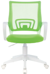 Кресло BRABIX "Fly MG-396W", с подлокотниками, пластик белый, сетка, салатовое, 532403, MG-396W_532403