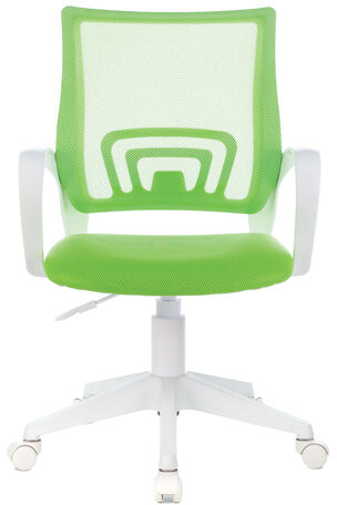 Кресло BRABIX "Fly MG-396W", с подлокотниками, пластик белый, сетка, салатовое, 532403, MG-396W_532403