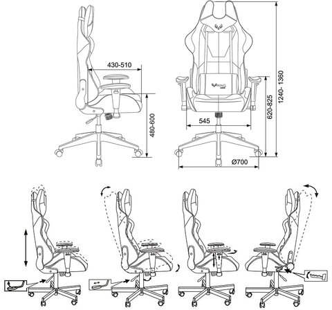 Кресло компьютерное Zombie VIKING 5 AERO, 2 подушки, экокожа, черное/красное, 1216368